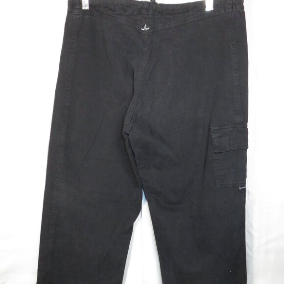 VTG Prana Black Cargo Pants Wide Leg Drawstring Cotton Women Small USA 1990s Y2k - Picture 9 of 13